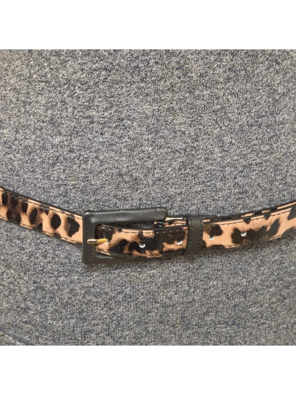 Nine West Belt Womens Size L Leopard Print Faux Leather Rectangular Buckle